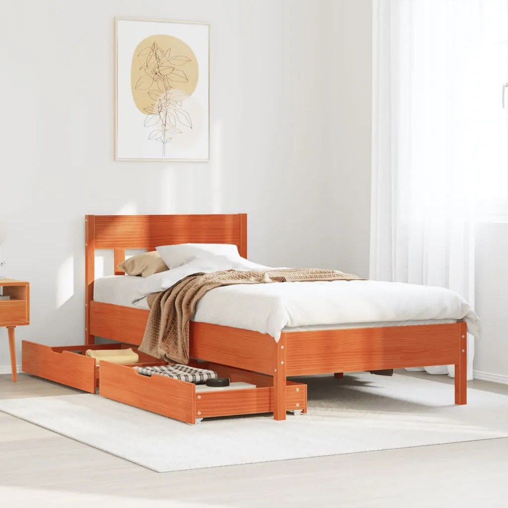 Letto senza materasso marrone cera 75x190 cm in legno di pino