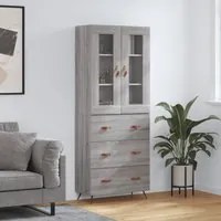 Credenza Grigio Sonoma 69,5x34x180 cm in Legno Multistrato 3198383