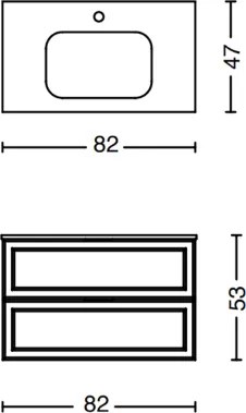 Mobile bagno sospeso 80 cm con lavabo e 2 cassetti RHEA Salvia Opaco