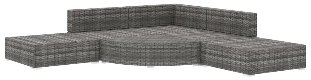 Set Divani da Giardino 6 pz con Cuscini in Polyrattan Grigio