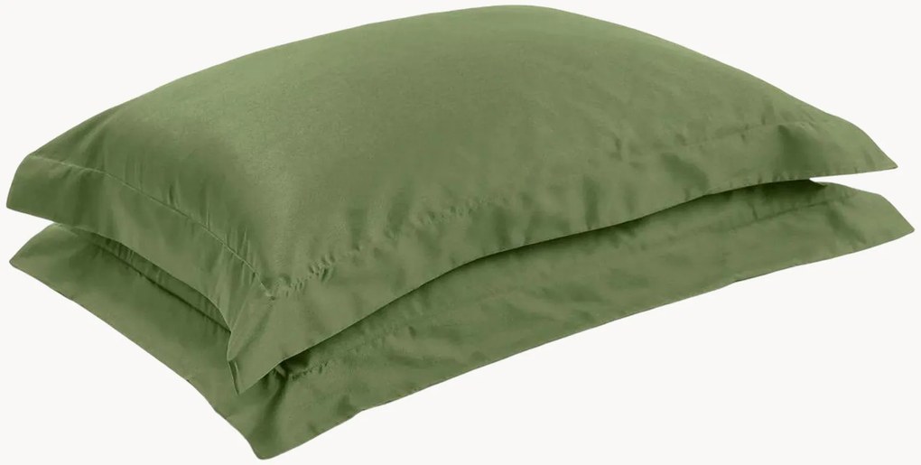 Set di 2 federe in raso di cotone Olive Green