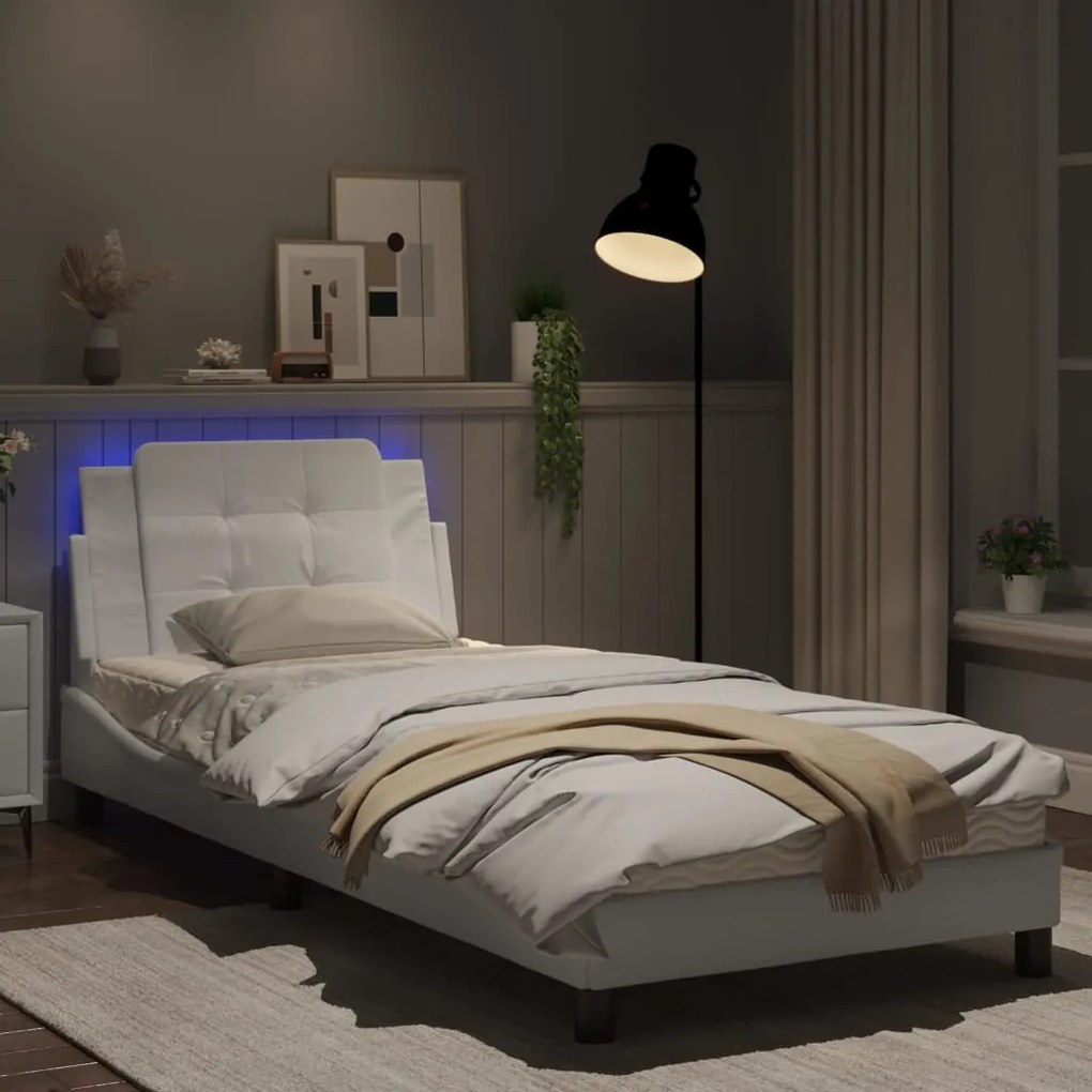 Giroletto con luci led bianco 90x200 cm in similpelle