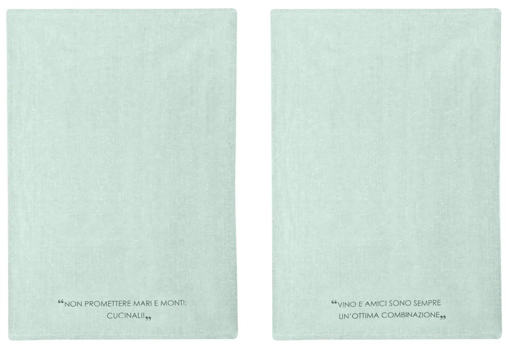 Set 2 strofinacci 45x65 cm verde con scritta