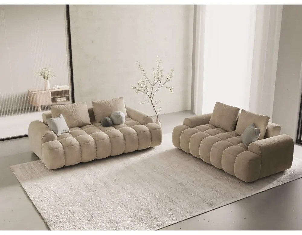 Divano beige con rivestimento in velluto 175 cm Linz – Cosmopolitan Design