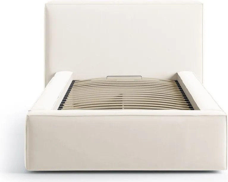 Letto singolo imbottito color crema con contenitore con rete inclusa 90x200 cm Jodie – Micadoni
