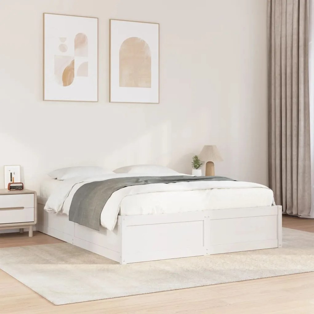 Letto senza materasso bianco 140x200 cm legno massello di pino