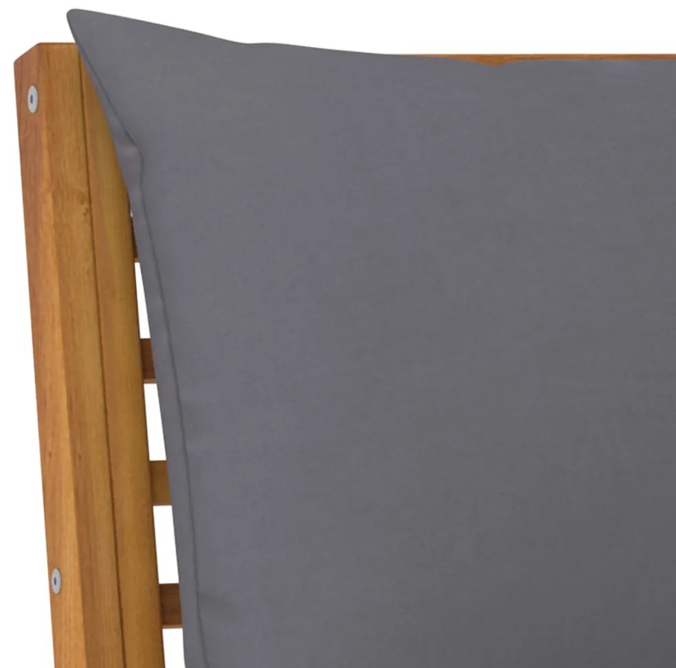 Divano centrale modulare cuscini grigio scuro massello acacia