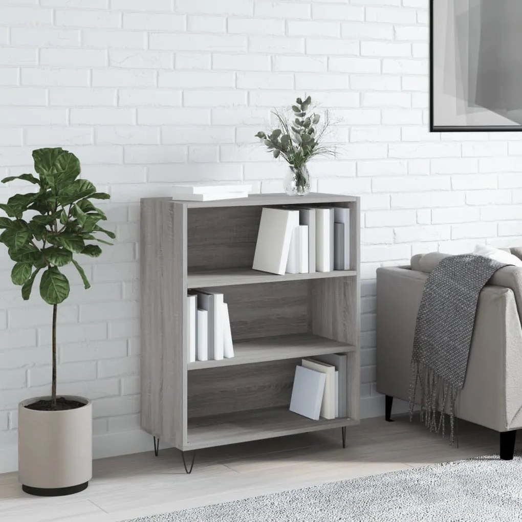 Libreria Grigio Sonoma 69,5x32,5x90 cm in Legno Multistrato