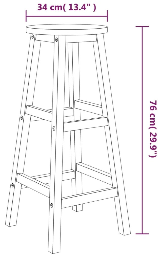 Set da Bar 3 pz in Legno Massello di Acacia