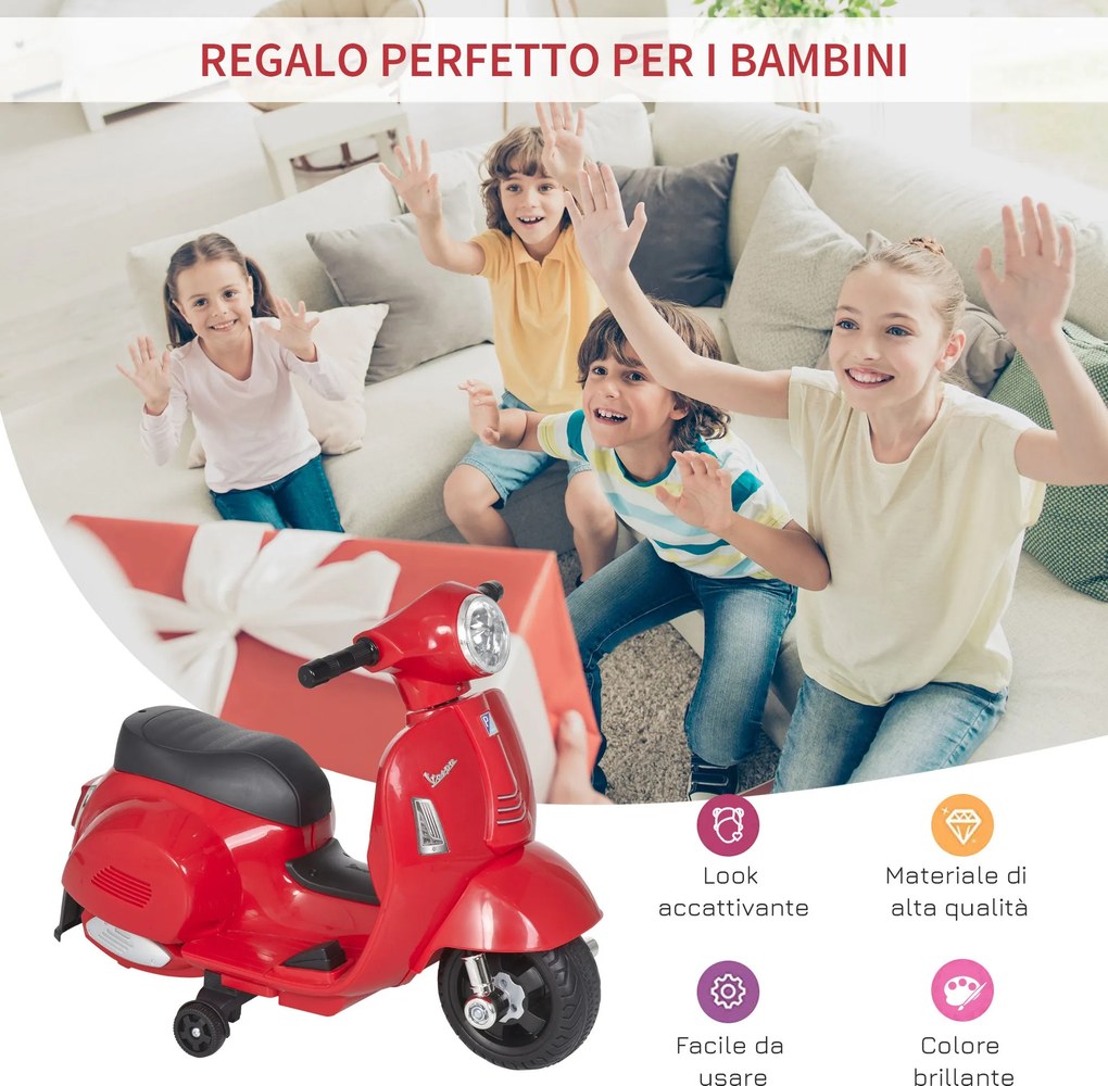 Piaggio Mini Vespa GTS Elettrica 6V  per Bambini Rossa...