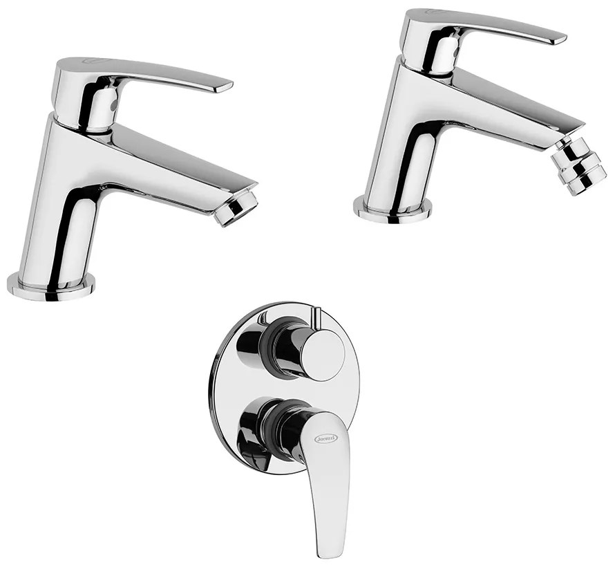 Set miscelatori Jacuzzi Rubinetteria Lucente lavabo bidet per pilatta click clack e incasso doccia con deviatore due uscite