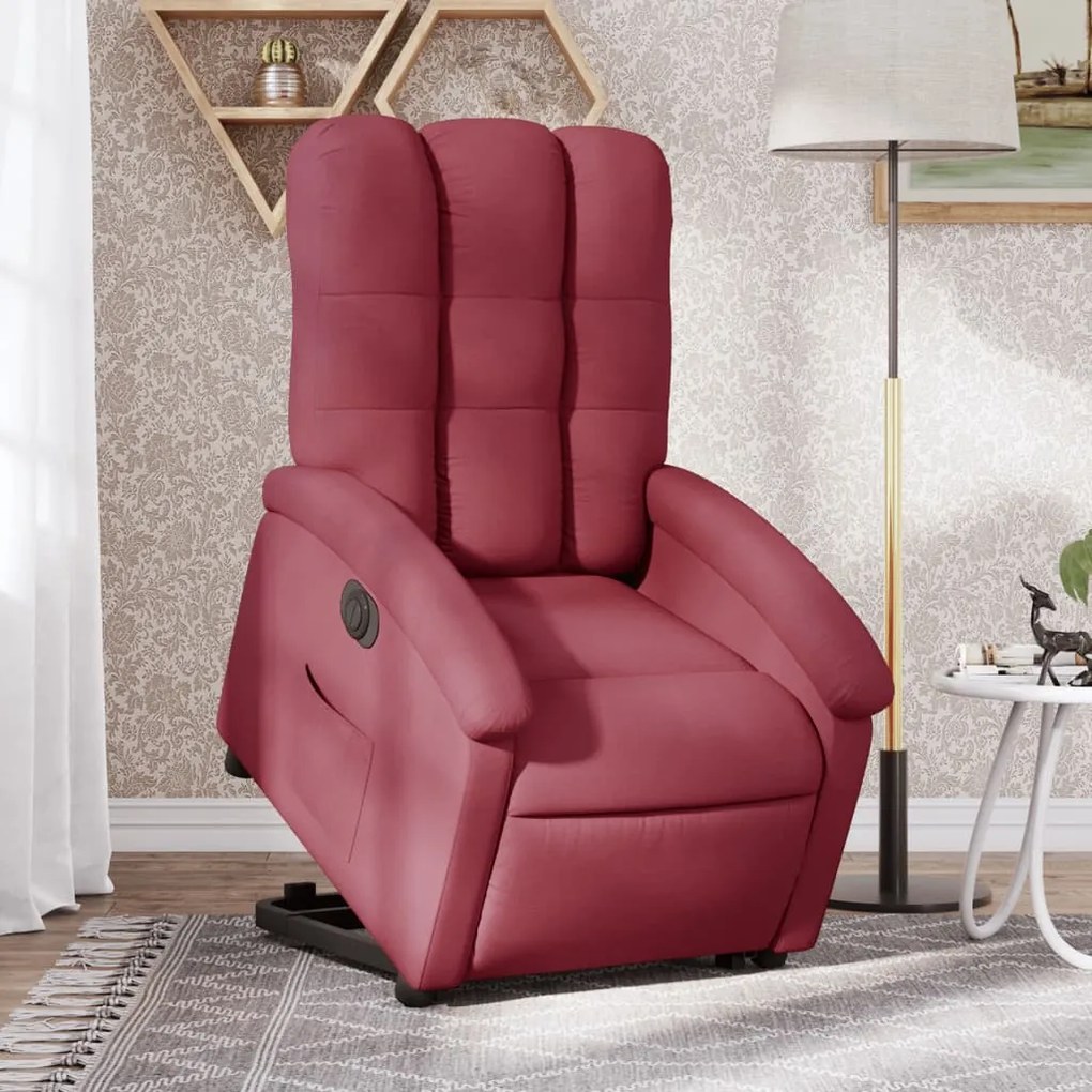 Poltrona Alzapersona Reclinabile Elettrica Rosso Vino Tessuto /