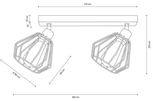 Spot-Light DO63804274 - Lampada da soffitto VENTI 2xE27/15W/230V rovere