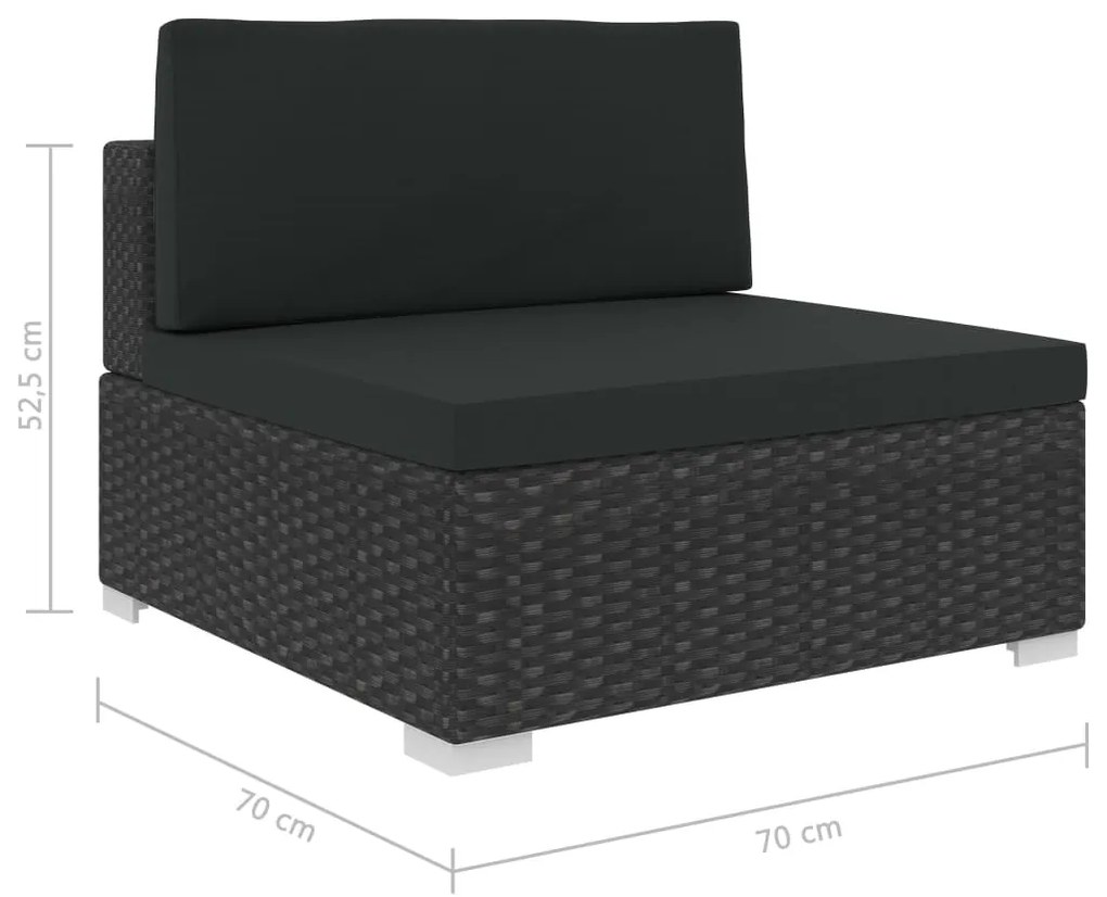 Set Divani da Giardino 6 pz con Cuscini in Polyrattan Nero