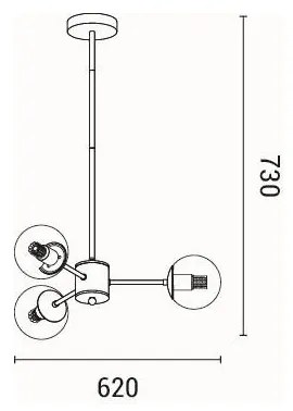Lampadario a sospensione con supporto rigido 3xE27/40W/230V ottone