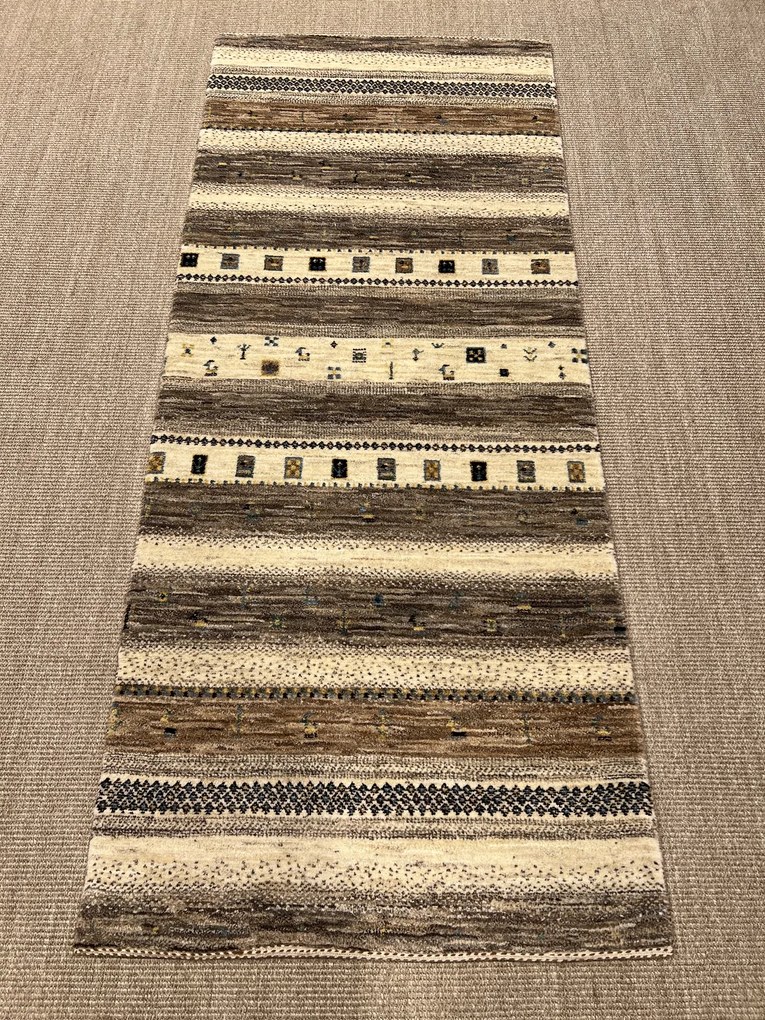 Loribaft Tappeto persiano 80x200 Beige (Iran) Annodato A Mano
