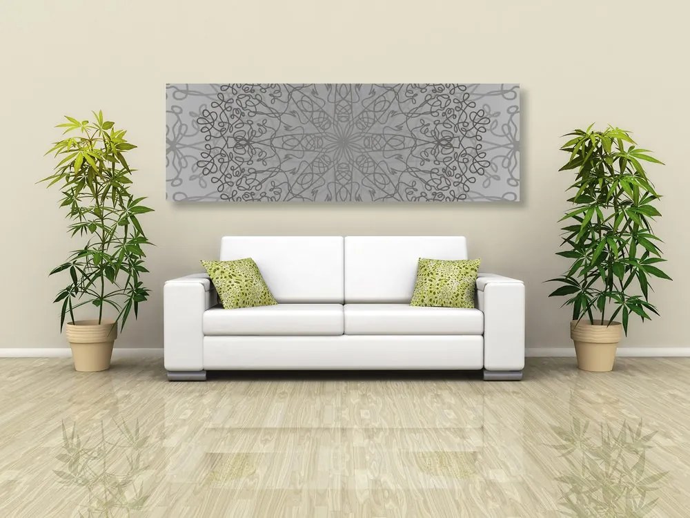 Quadro su tela – Ornamento circolare grigio