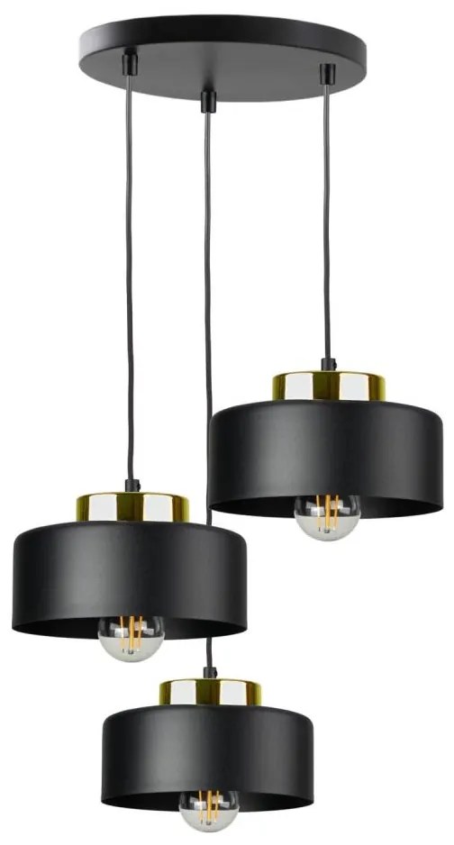 Lampadario a cavo IGNIA 3xE27/60W/230V nero/oro