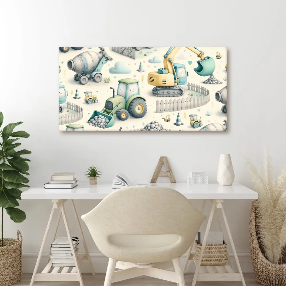 Quadro su tela – Escavatori e trattori per bambini