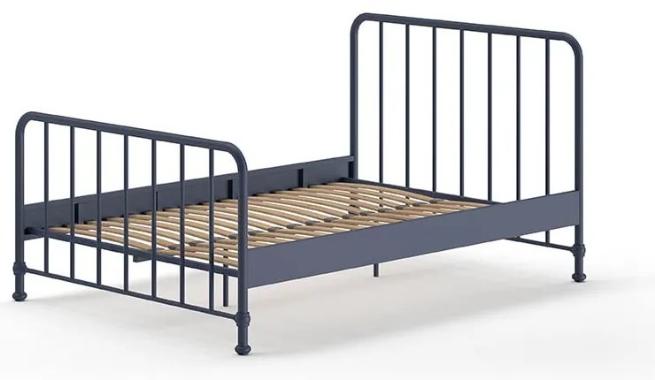 Letto singolo blu in metallo con rete 140x200 cm BRONXX - Vipack