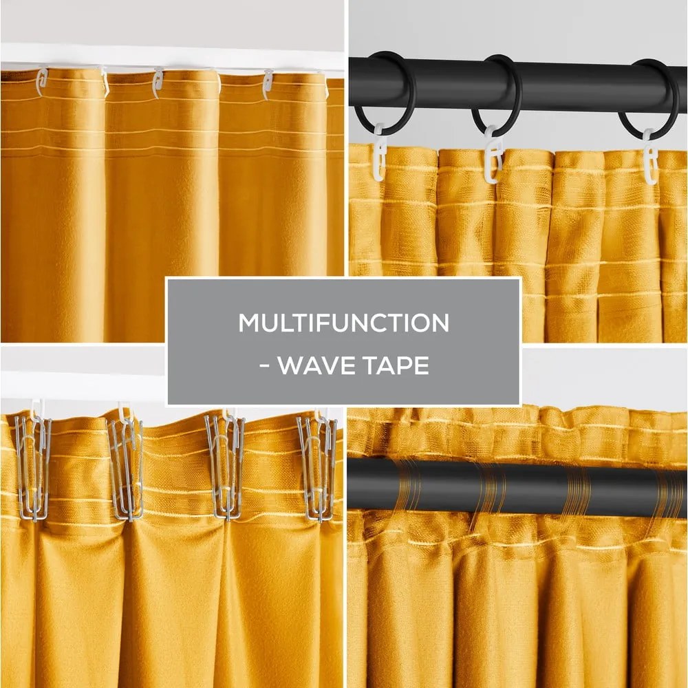 Tenda parzialmente oscurante gialla in velluto 140x270 cm Pleat – Restilo