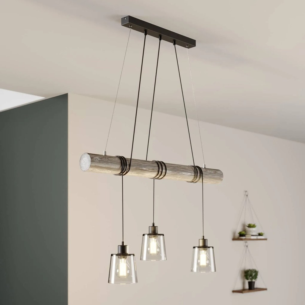 BRITOP Lampada a sospensione Karrl, 3 luci, grigio fumo/grigio
