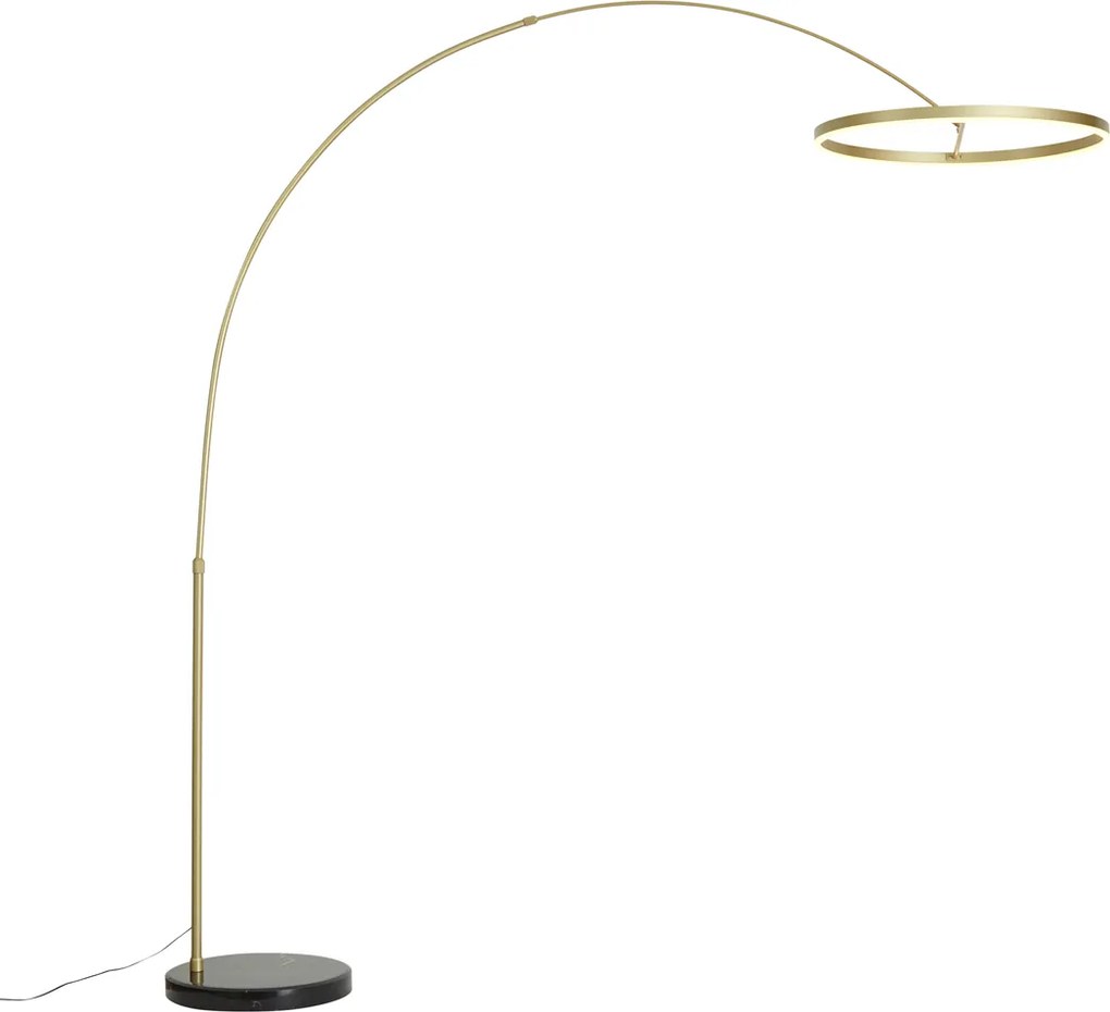 Lampada da terra ad arco di design oro con LED dimmerabile a 3 livelli - Anello