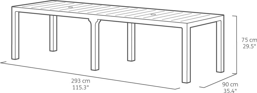 Tavolo Doppio da Giardino 295x90x74,5 cm in Resina Keter Kulie Double Antracite...