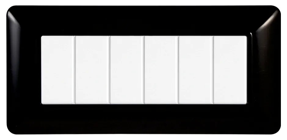 Placca 6 moduli 506 in plastica nera compatibile anche con BTicino Matix