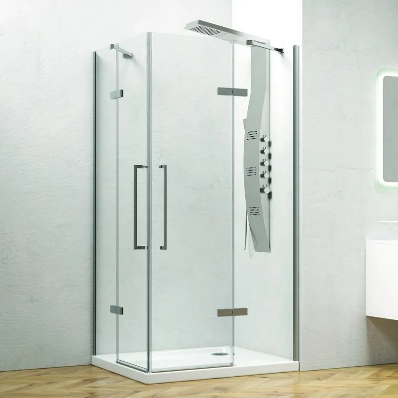 Box doccia angolo 130x70 a due ante battenti vetro anticalcare KT1000 - KAMALU