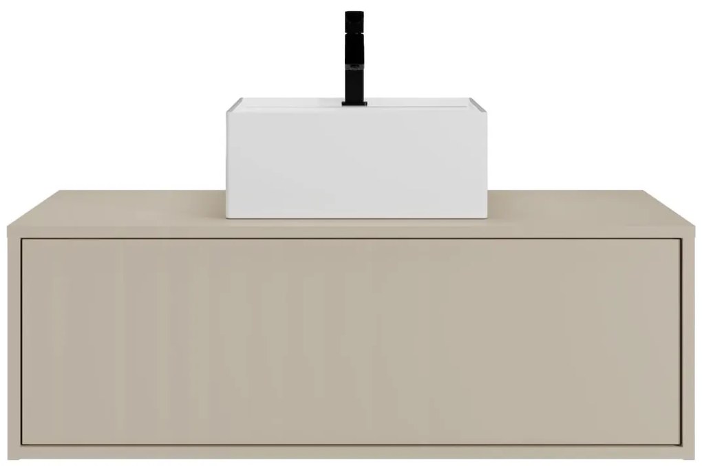 Mobile bagno sospeso beige con singolo lavabo quadrato - 94 cm - TEANA II
