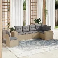 Set Divano da Giardino 6 pz con Cuscini Beige in Polyrattan 3222628