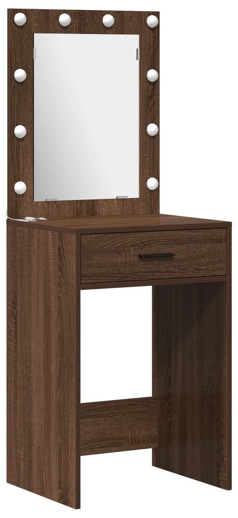 Set da toeletta 2 pezzi con led in legno ingegnerizzato rovere nero