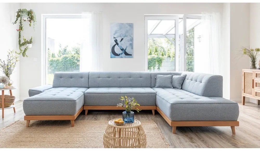 Divano letto a U azzurro, angolo destro Dazzling Daisy - Miuform