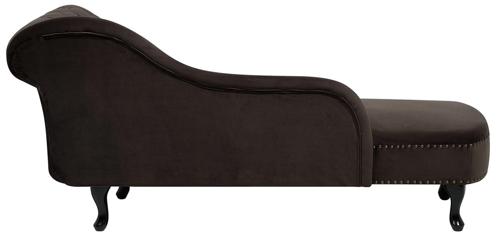 Chaise longue destra in velluto marrone NIMES Beliani
