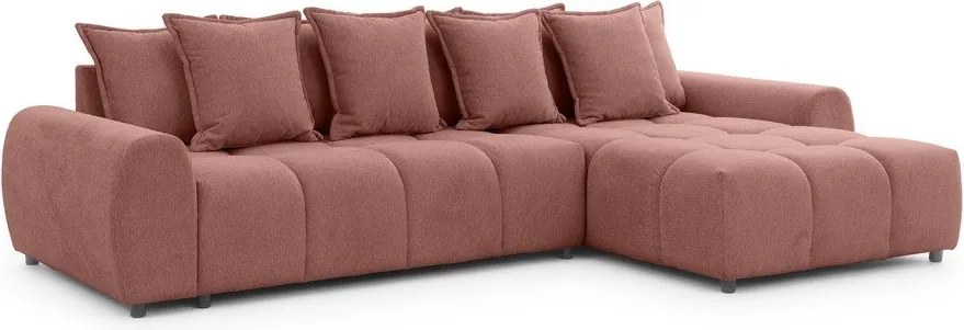 Divano angolare color terracotta (con penisola a destra/con chaise lounge) Albane – Ropez