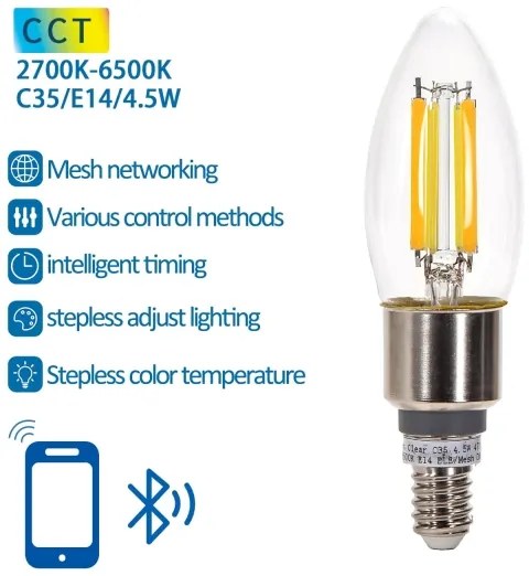 Lampadina LED FILAMENT C35 E14/4,5W/230V 2700-6500K - Aigostar