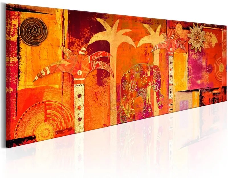 Quadro African Collage  Colore Arancione, Dimensioni e Misure 150x50