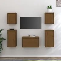 Mobili Porta TV 5 pz Miele in Legno Massello di Pino 3100272