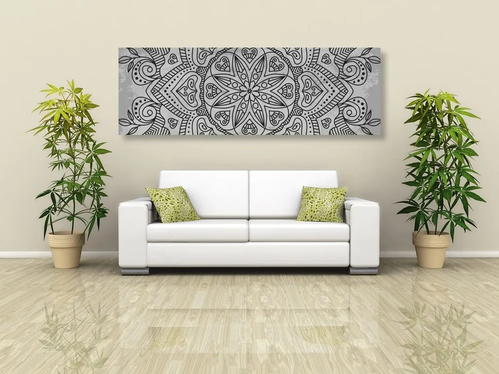 Stampa su tela – Mandala con tocco antico in bianco e nero