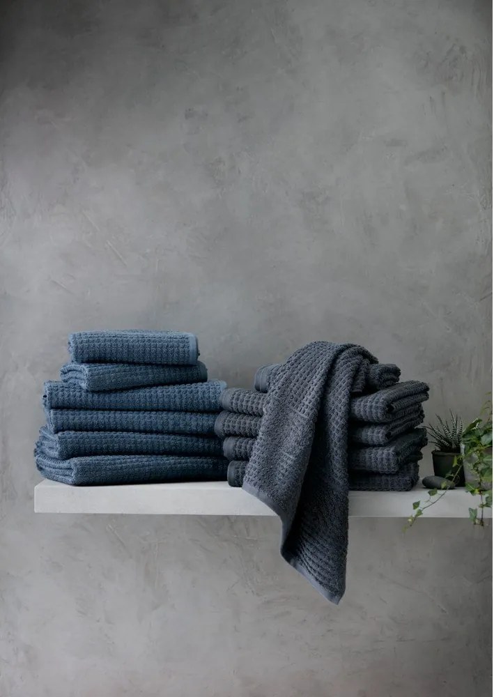 Asciugamano tipo terry grigio scuro in cotone organico 50x100 cm Check – JUNA