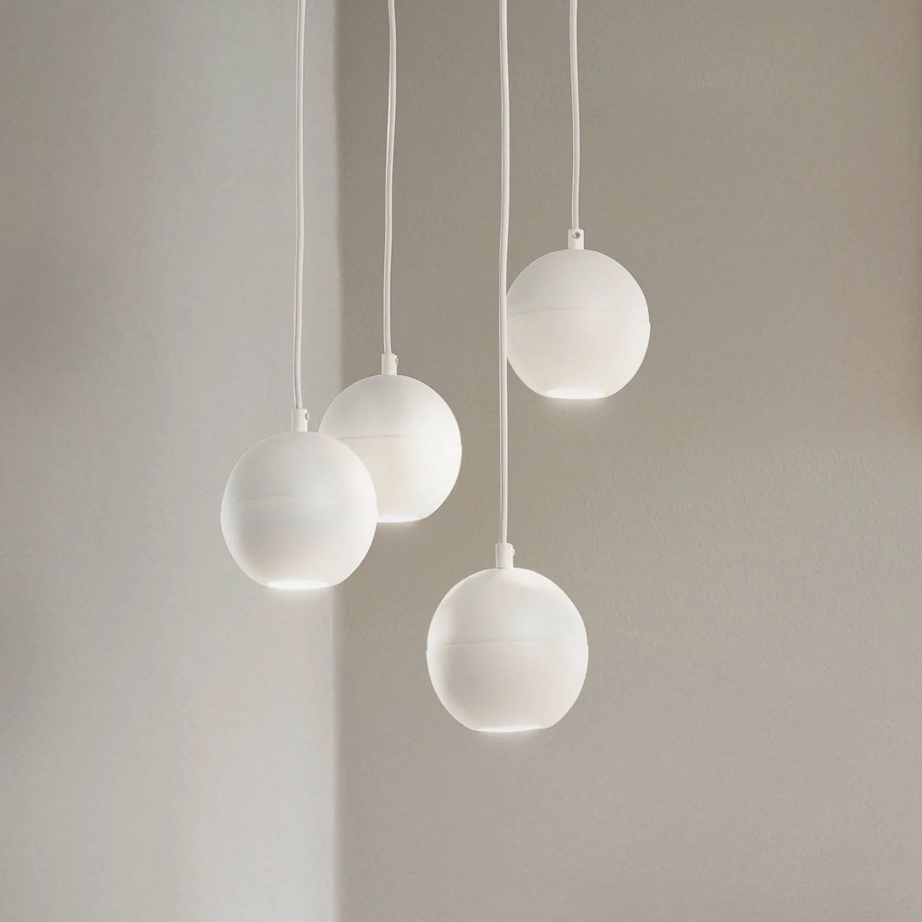 HELAM Lampada a sospensione Midway, a 4 luci, tonda, color sabbia, GU10