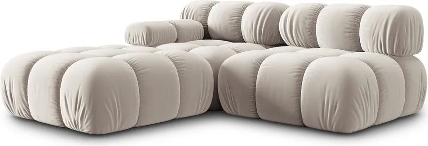 Divano componibile beige con rivestimento in velluto 282 cm Bellis – Micadoni