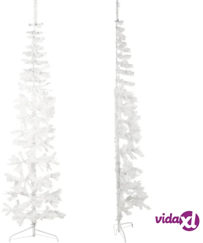 vidaXL Albero Natale Artificiale Sottile a Metà Supporto Bianco 240 cm