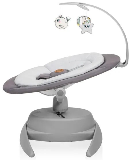 Lionelo - Dondolo per bambini con melodia MELL Grigio Pietra 4xAA + telecomando