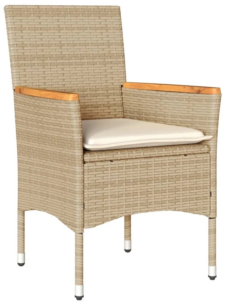 Sedie da giardino con cuscini 2 pz beige in polyrattan