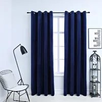 Tende Oscuranti con Anelli 2 pz Blu Scuro in Velluto 140x175 cm cod mxl 58307