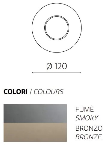 Specchio tondo con piano Bronzo e inserto in specchio Fumč D120 cm