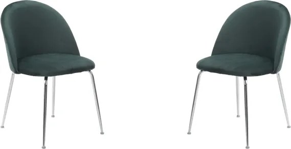 Sedia da pranzo in velluto Verde con gambe in metallo Cromo - PARIS 2 sedie