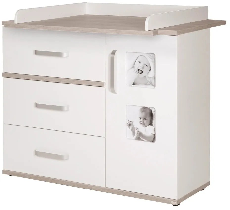 Cassettiera bassa bianca in olmo con fasciatoio 117x102 cm Moritz - Roba